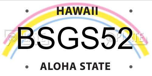 BSGS52 Hawaii License Plate