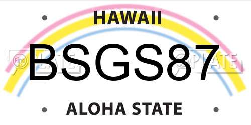 BSGS87 Hawaii License Plate