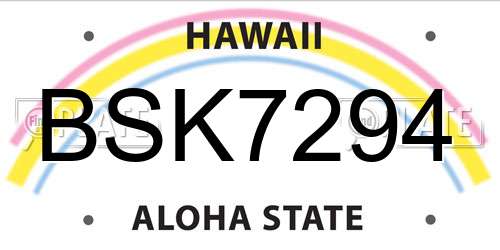 BSK7294 Hawaii License Plate