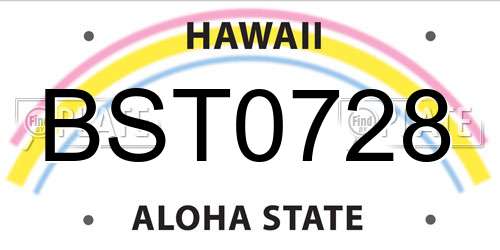 BST0728 Hawaii License Plate