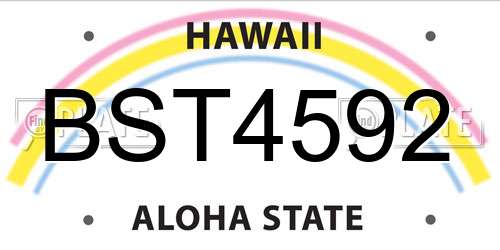 BST4592 Hawaii License Plate