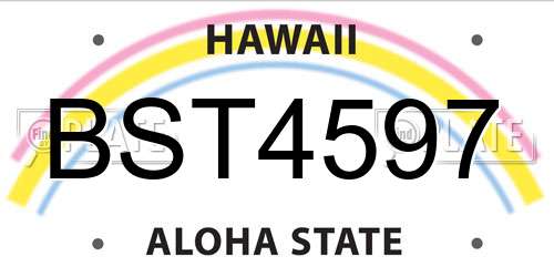 BST4597 Hawaii License Plate