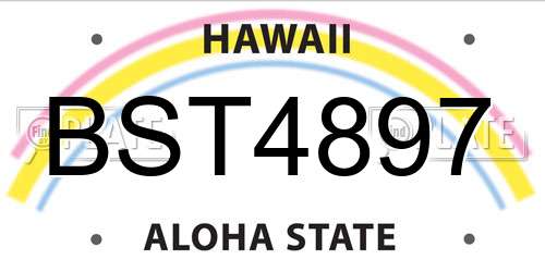 BST4897 Hawaii License Plate
