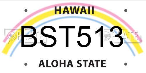 BST513 Hawaii License Plate