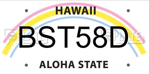BST58D Hawaii License Plate