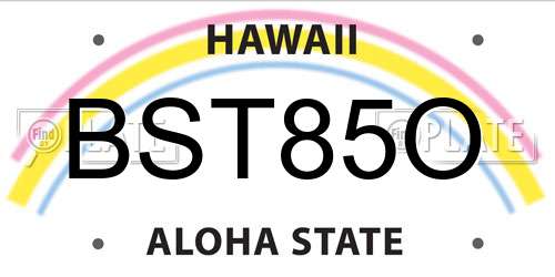 BST85O Hawaii License Plate