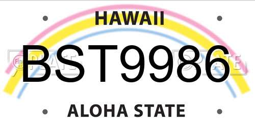 BST9986 Hawaii License Plate
