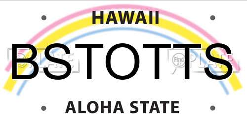 BSTOTTS Hawaii License Plate