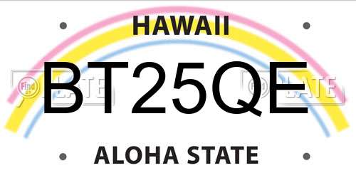 BT25QE Hawaii License Plate