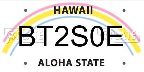 BT2S0E Hawaii License Plate