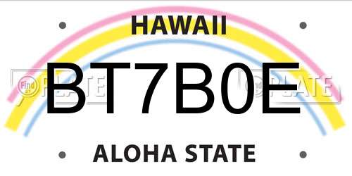 BT7B0E Hawaii License Plate