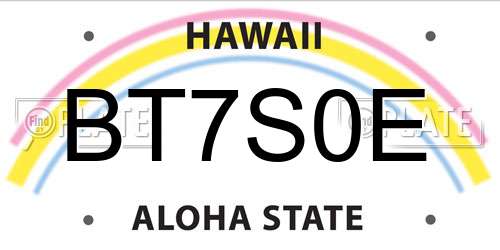 BT7S0E Hawaii License Plate