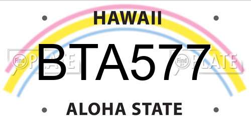BTA577 Hawaii License Plate