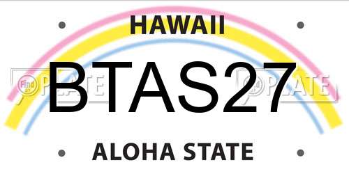 BTAS27 Hawaii License Plate
