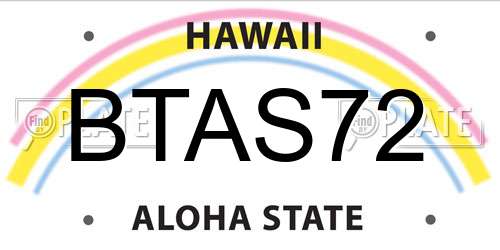 BTAS72 Hawaii License Plate