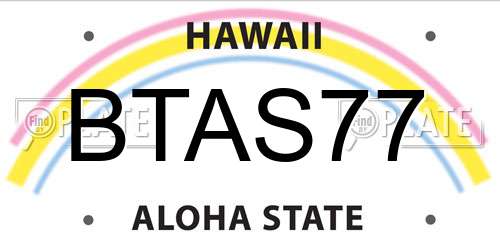 BTAS77 Hawaii License Plate