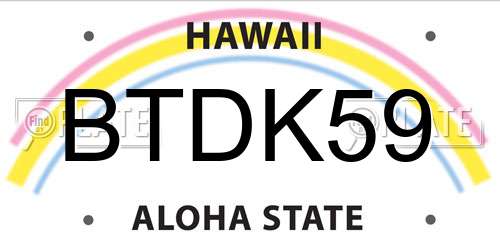 BTDK59 Hawaii License Plate