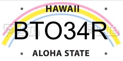 BTO34R Hawaii License Plate
