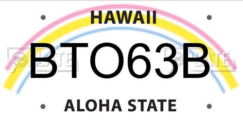 BTO63B Hawaii License Plate