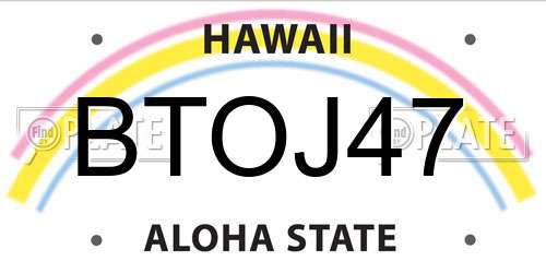 BTOJ47 Hawaii License Plate