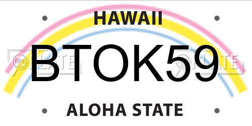 BTOK59 Hawaii License Plate