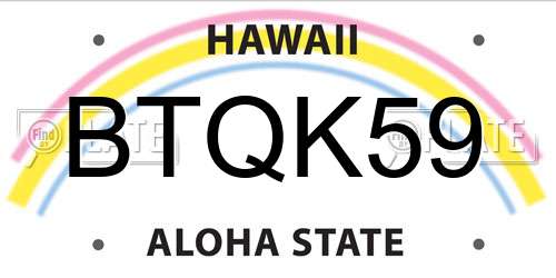 BTQK59 Hawaii License Plate