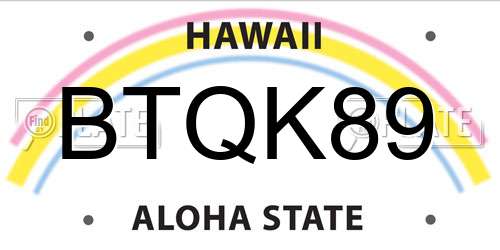 BTQK89 Hawaii License Plate