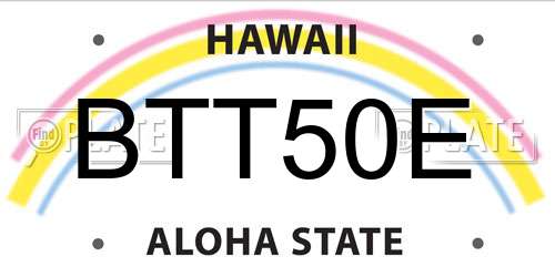 BTT50E Hawaii License Plate