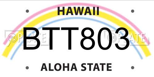 BTT803 Hawaii License Plate