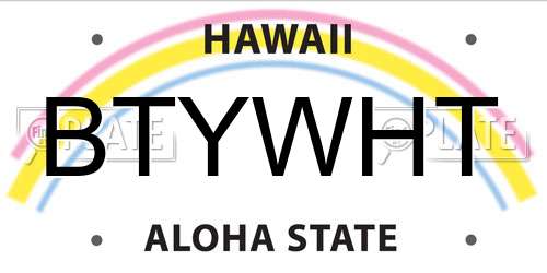 BTYWHT Hawaii License Plate