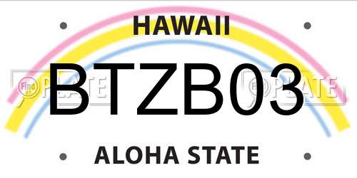 BTZB03 Hawaii License Plate