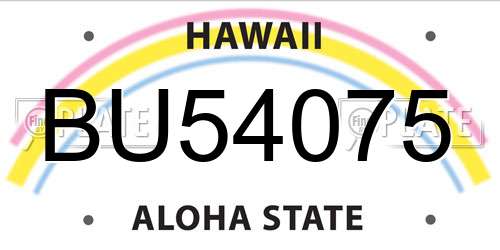 BU54075 Hawaii License Plate
