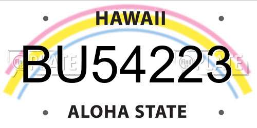 BU54223 Hawaii License Plate