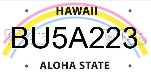 BU5A223 Hawaii License Plate