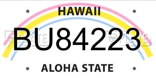 BU84223 Hawaii License Plate