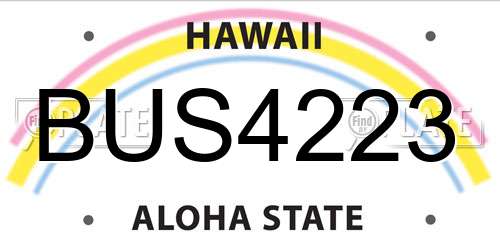BUS4223 Hawaii License Plate