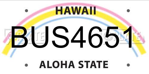 BUS4651 Hawaii License Plate