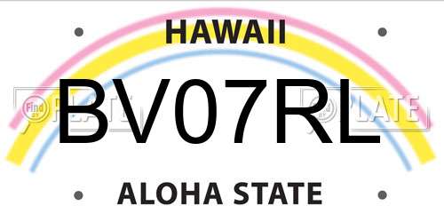 BV07RL Hawaii License Plate