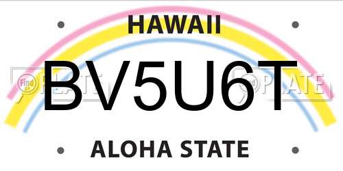 BV5U6T Hawaii License Plate