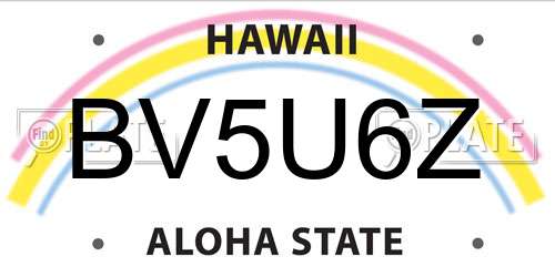 BV5U6Z Hawaii License Plate