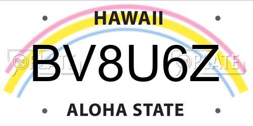 BV8U6Z Hawaii License Plate
