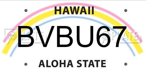 BVBU67 Hawaii License Plate