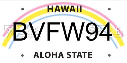 BVFW94 Hawaii License Plate