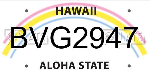 BVG2947 Hawaii License Plate
