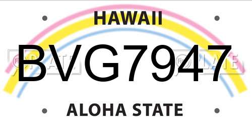 BVG7947 Hawaii License Plate