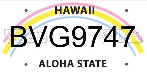 BVG9747 Hawaii License Plate