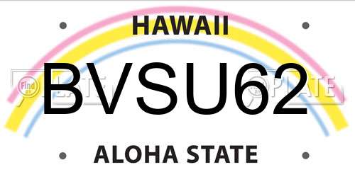 BVSU62 Hawaii License Plate