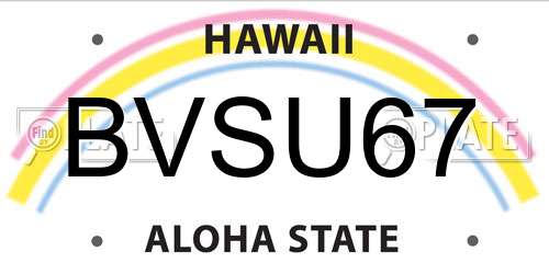 BVSU67 Hawaii License Plate