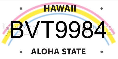 BVT9984 Hawaii License Plate