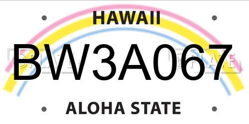 BW3A067 Hawaii License Plate